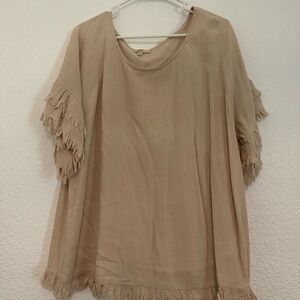 Kori Tan Ruffled Short Sleeve Blouse